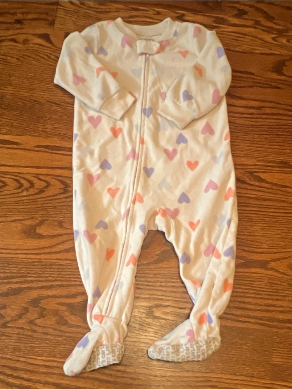 Carter's Just One You 12M Fleece Footed Zip Sleeper Pajamas White Heart